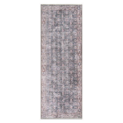 Vintage Inspired Bordered Machine Washable Area Rug