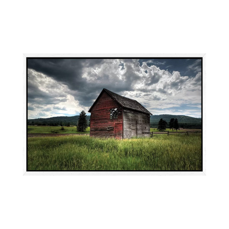 Montana Barn I - Print on Canvas, 66.04 cm H x 45.72 cm W, White Framed