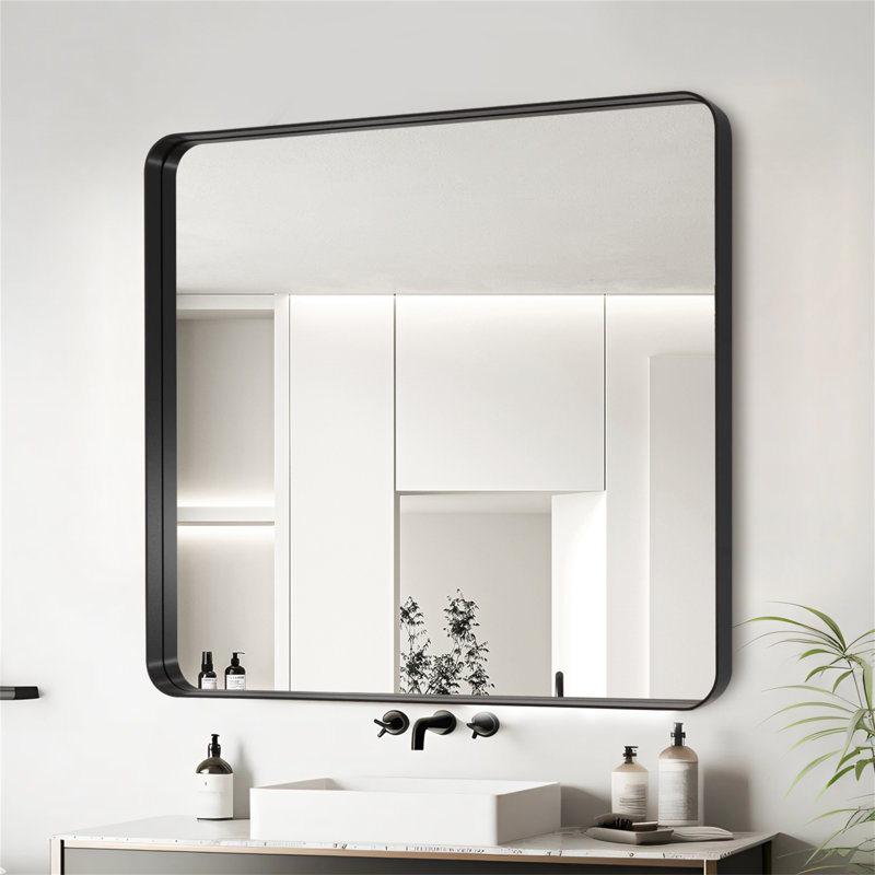 Miroir de salle de bain 36 po x 36 po, 36 po x 36 po, Noir, Carrée