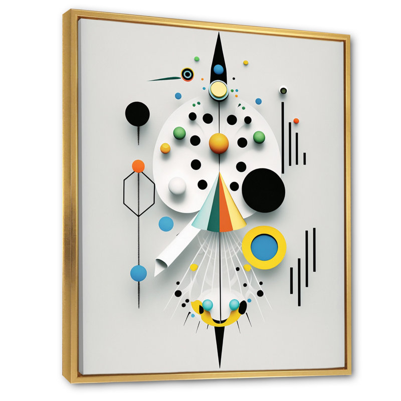 Sceance Beyond The Knowing - impression sur toile géométrique moderne, H 44 po x l 34 po x P 1,5 po, Cadre flottant doré