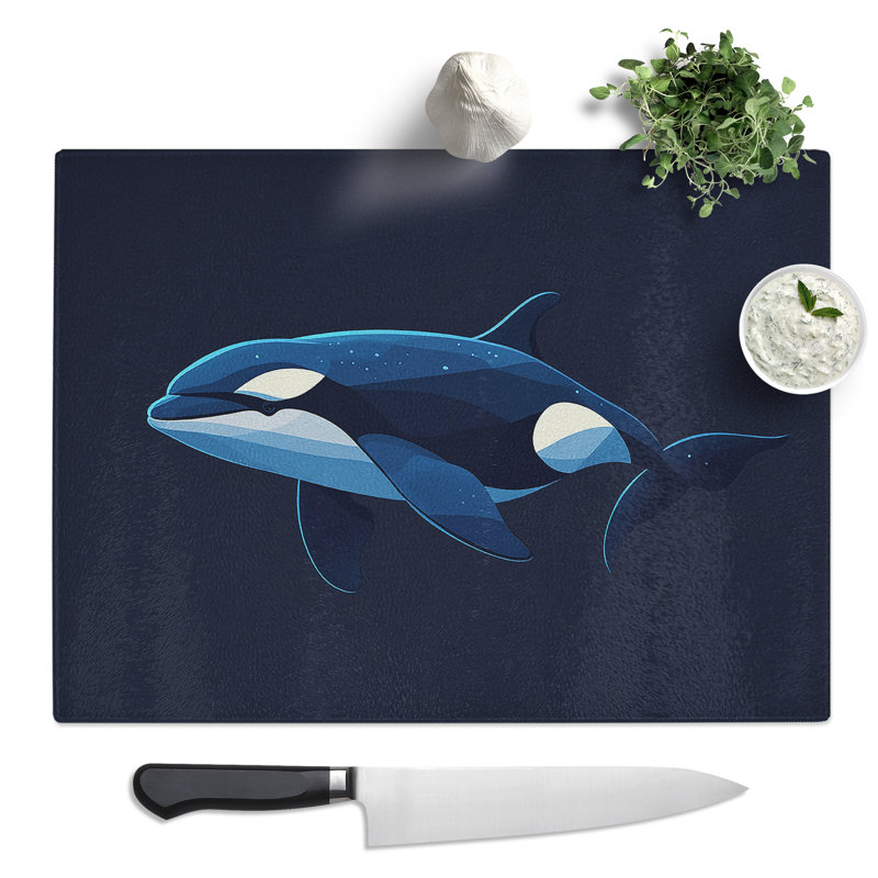 Orca Whale Illustration  Glass Chopping Board