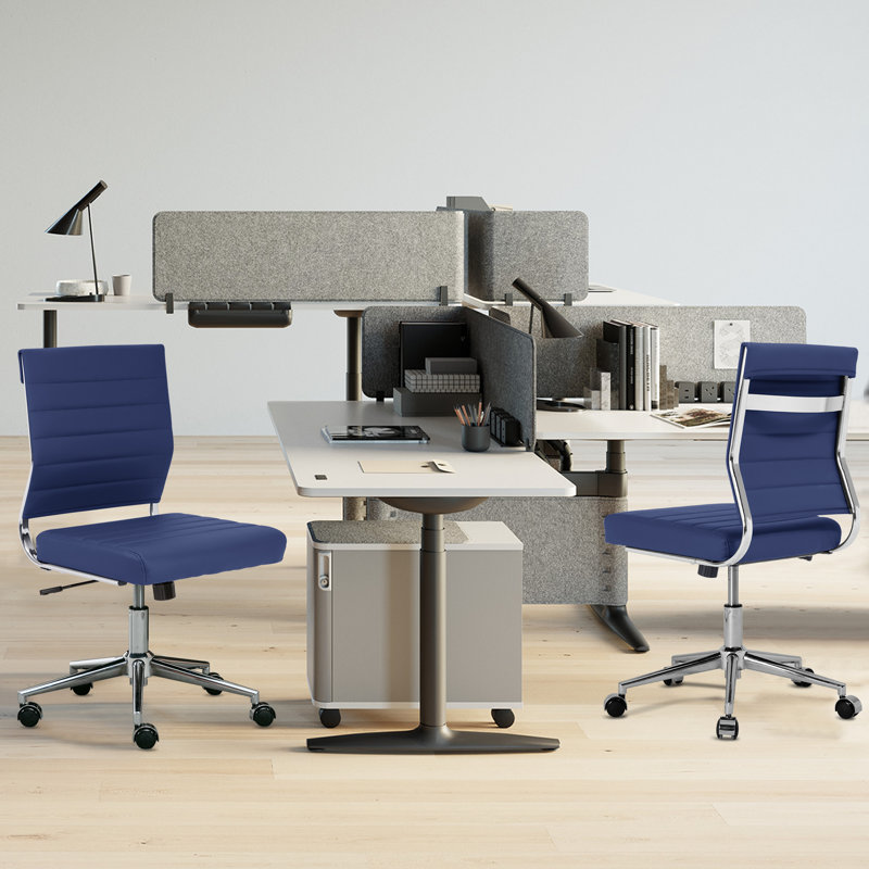 Chaise de conférence ergonomique et réglable Amaiia, Bleu / chrome