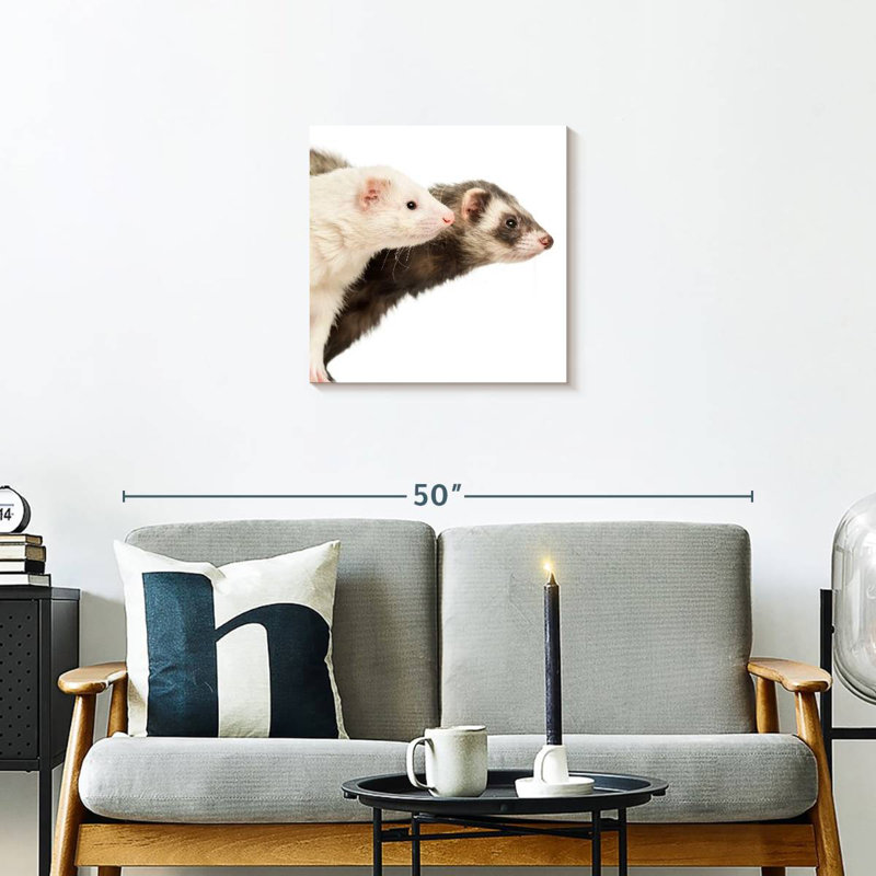 Crowle Two Curious Ferrets, 20" H x 20" W