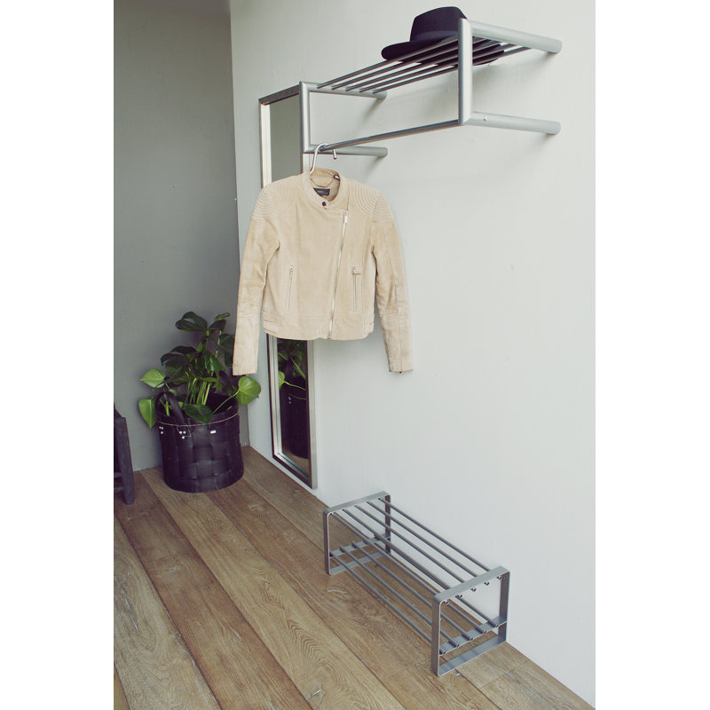 Smooth Wall Coat Rack with Shelf, Nickel