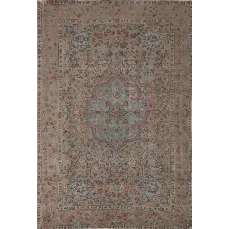 Tapis de salon traditionnel délavé surteint 6 x 9