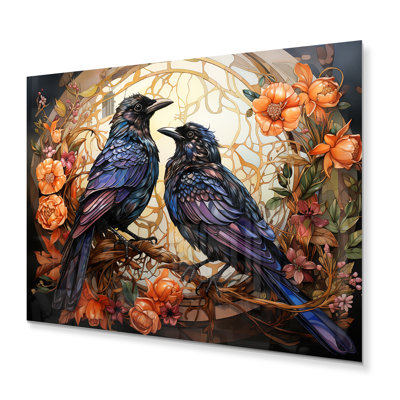 Corbeau enchanté monarques - animaux, art mural en métal