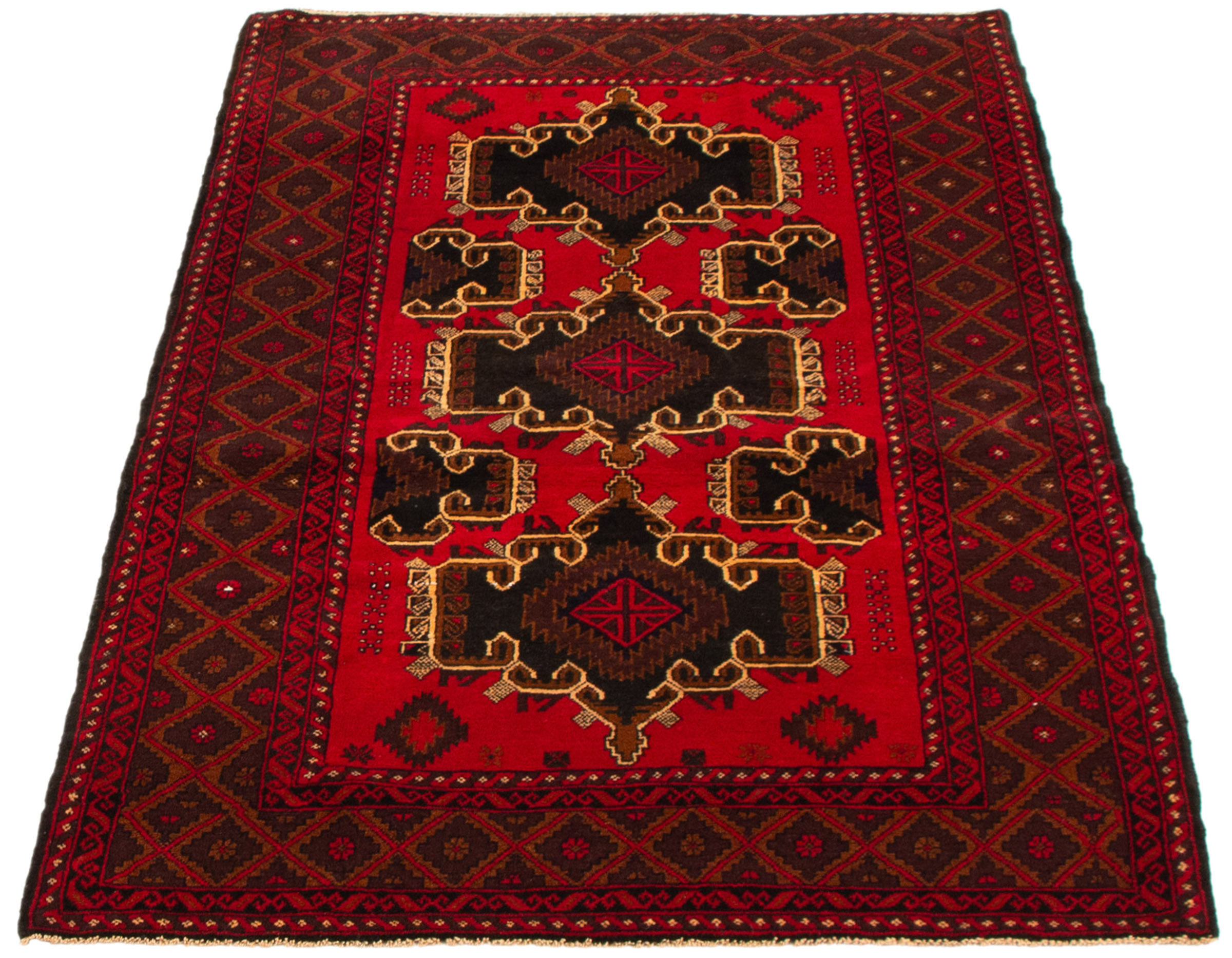 Isabelline Lynnisha Dark Red Rug 4'0