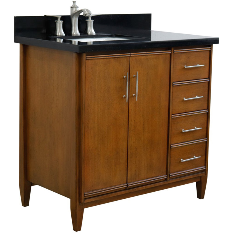 37'' Single Bathroom Vanity with Top, Black