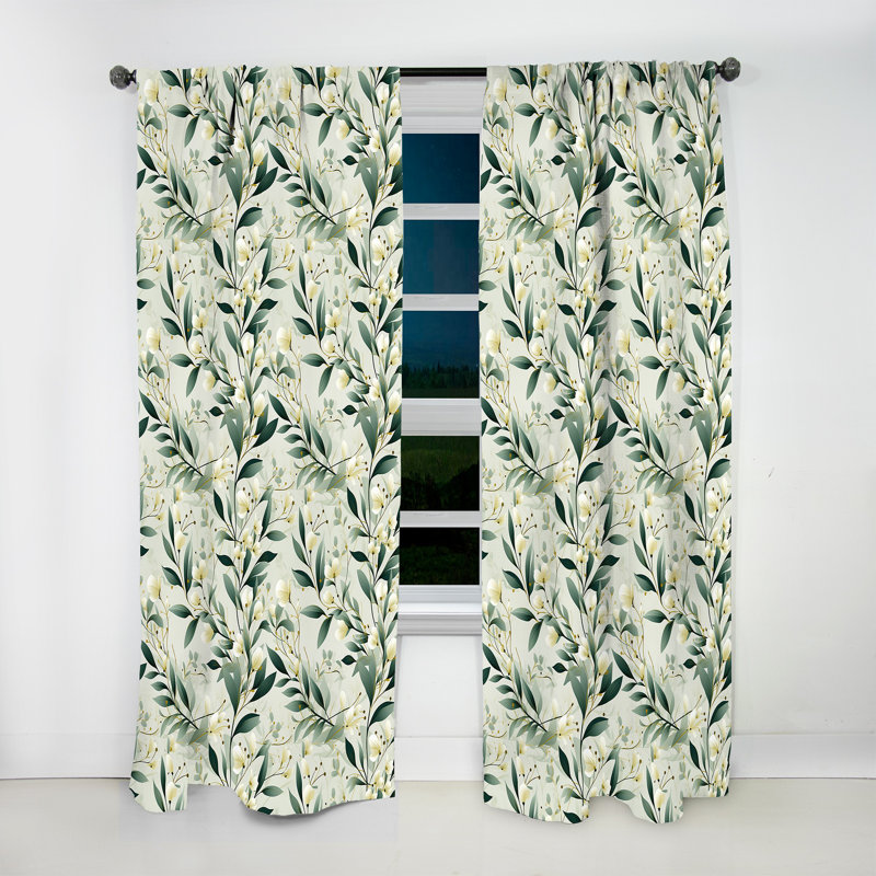 Minimalist Botany - Bohemian Curtain - Velvet Room Darkening - 1 Panel, 52" W x 120" L