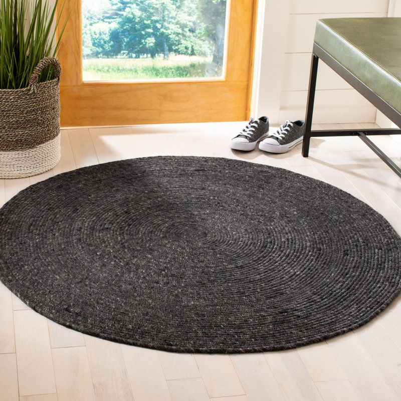 Coleman Hand Woven Wool / Cotton Solid Color Rug, Round 4'