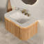Meuble-lavabo flottant 30 po en pierre frittée intégrée en travertin, lumière DEL à capteur, armoire en bois naturel rayé 3D, tiroir à fermeture en douceur-2137434304