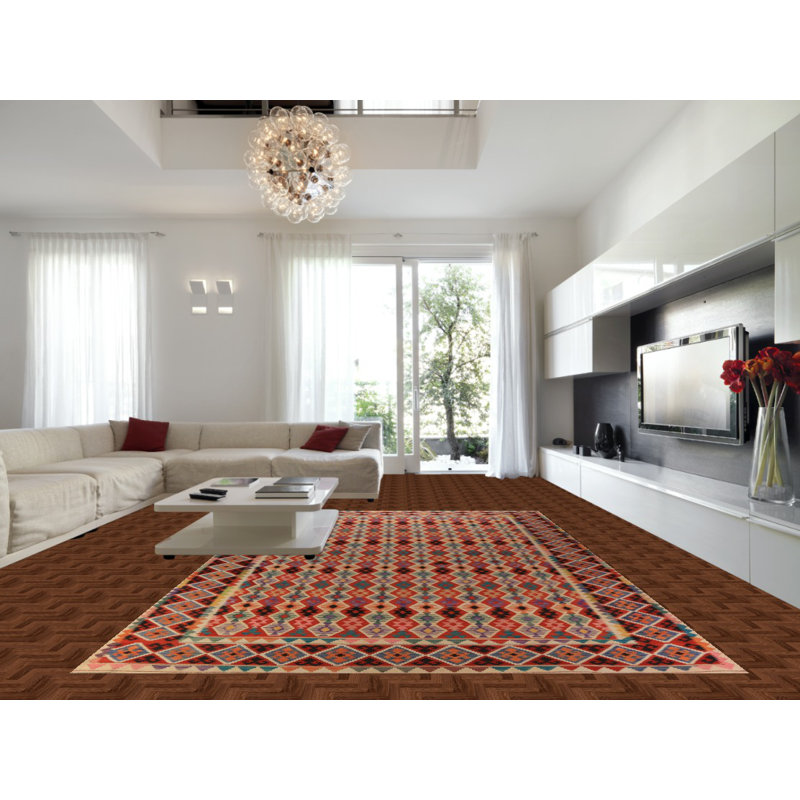 Tapis oriental kilim en laine à tissage plat 10 x 16