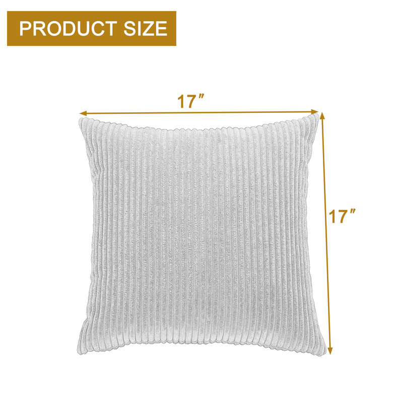 Coussins décoratifs carrés décoratifs en velours côtelé gris avec insertions, Gris