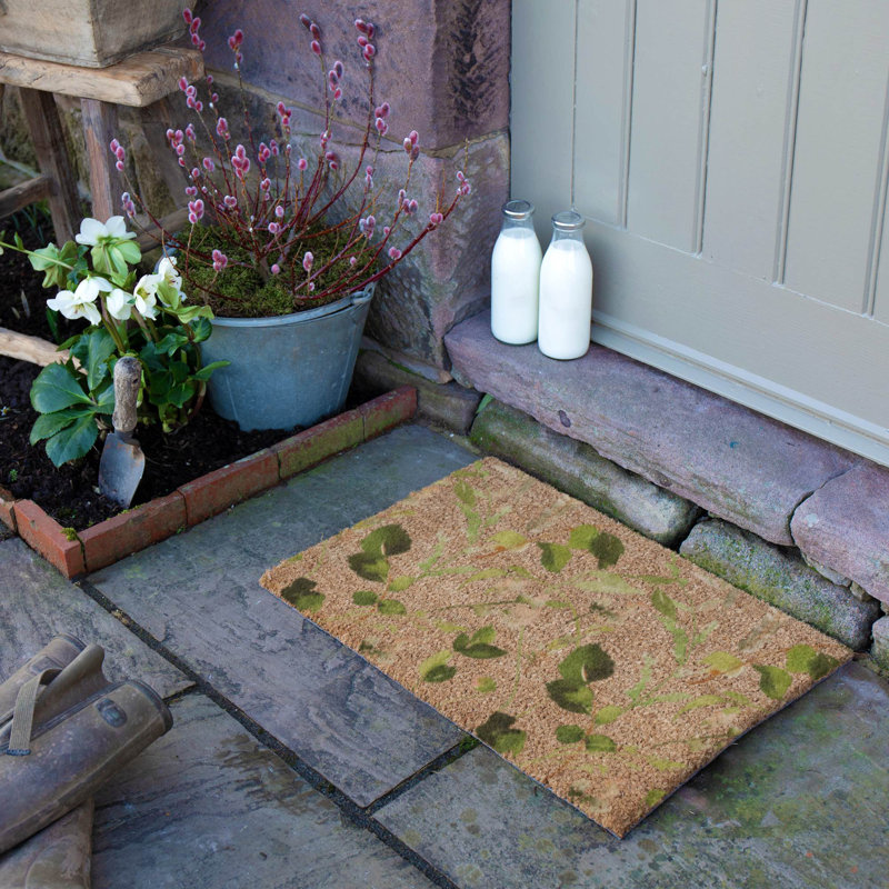 Watercolour Leaves Coir Doormat, 40cm W x 60cm L