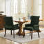 Fauteuil d'appoint en chenille olive rembourré avec pieds en bois d'hévéa massif incurvé
