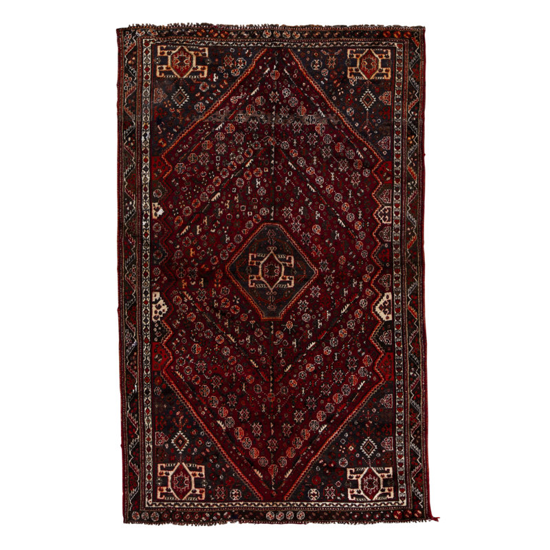 Tapis noir et rouge de haute qualité noué à la main