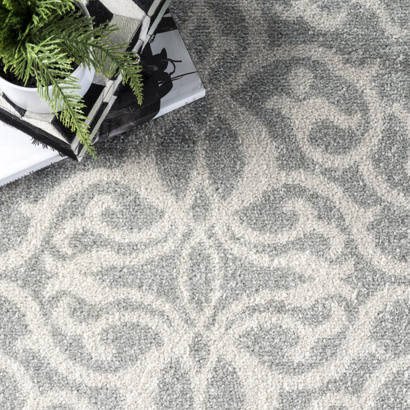 Tapis à motif géométrique pour le salon, la chambre à coucher, la salle à manger et la cuisine Tyner, gris / ivoire