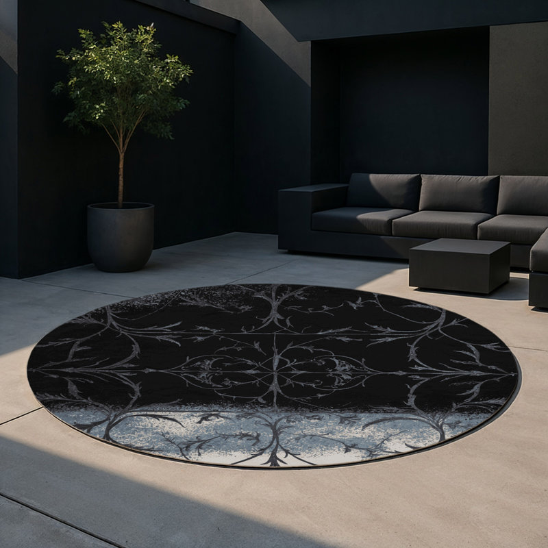 Onyx Frost Indoor And Outdoor Area Rug, Round 5'