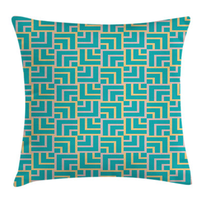Turquoise Art Deco Lines Pillow Cover