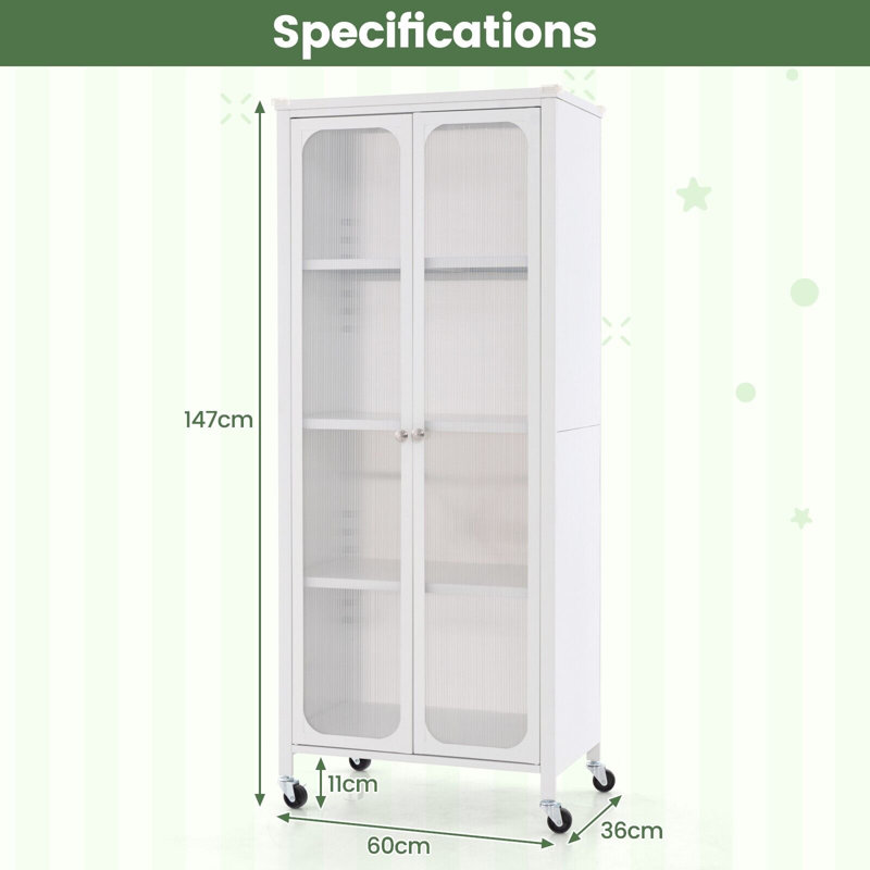 Artorius 147cm H x 60cm W Metal Book Cabinet Bookcase