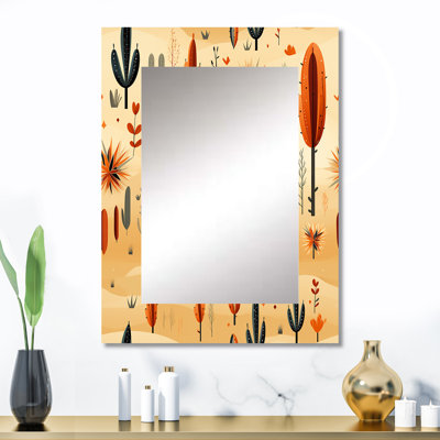 Arrya Cactus Desert Dreams Boho Pattern - Floral Unique Mirror, Cottage Large Wall Mirror, Printed Metal Art