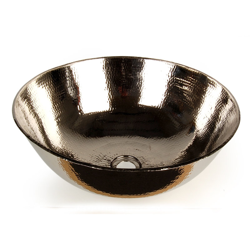 D'Vontz 16'' Copper Circular Bathroom Sink, Polished Nickel