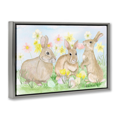 Cadre flottant Three Bunnies In The Grass, design par Lee Ann Sanders