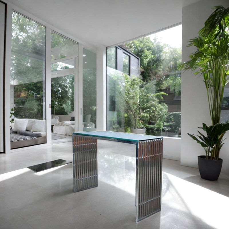 Keondrea 54'' Glass Top Console Table
