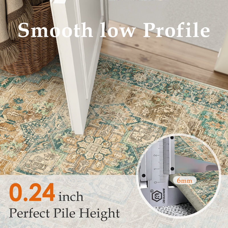 Tapis multicolore rétro lavable à la machine avec envers antidérapant, Rectangle 9 pi x 12 pi