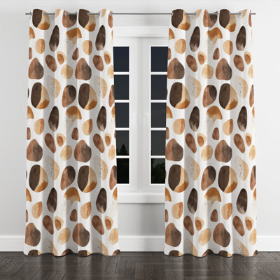 Country Farmhouse Window curtains - Geometric Brown And Beige Cocoa Shapes Grommet Curtain - 1 Panel