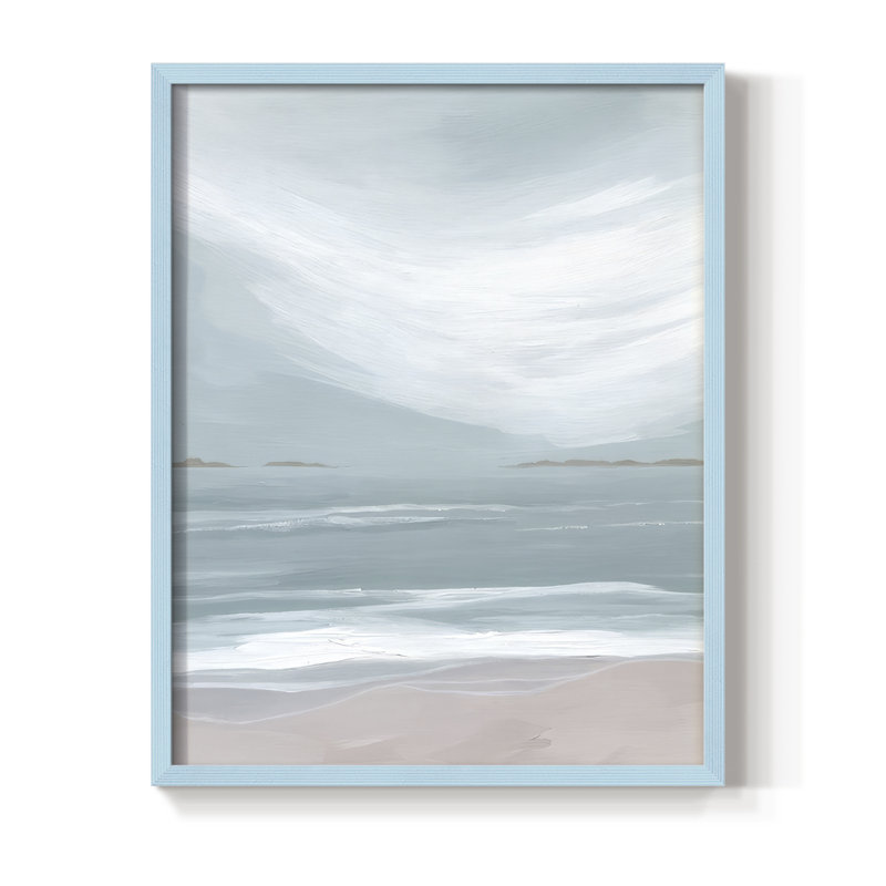 Reproduction encadrée Aqua Soft Shores II - bois massif, Bleu, H 11 po x l 9 po