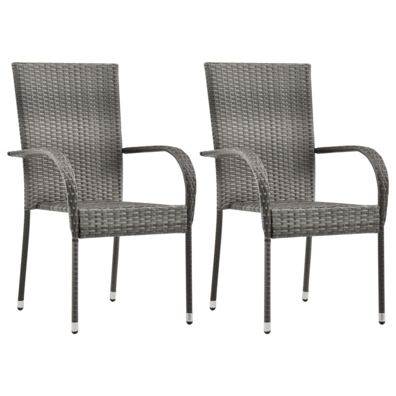 Ensemble bistro rectangulaire pour 2 personnes, Gris, Noir