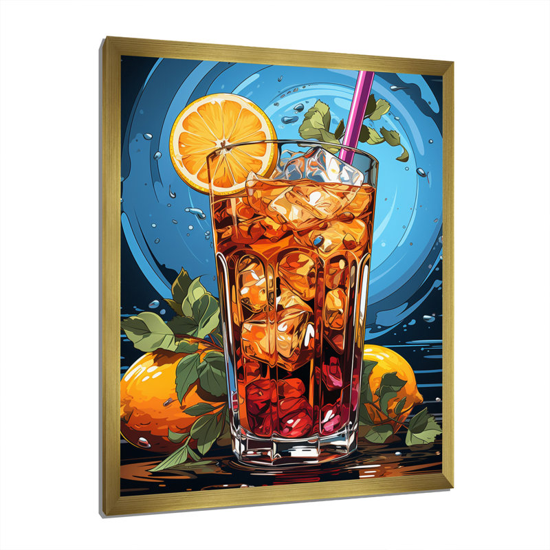 Spiritueux boisson III - décoration murale cocktails, H 20 po x l 12 po x P 1 po, Cadre doré à une seule photo