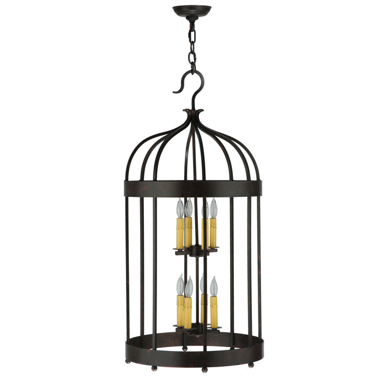 Muse 8-Light Brown Glass Lantern Chandelier