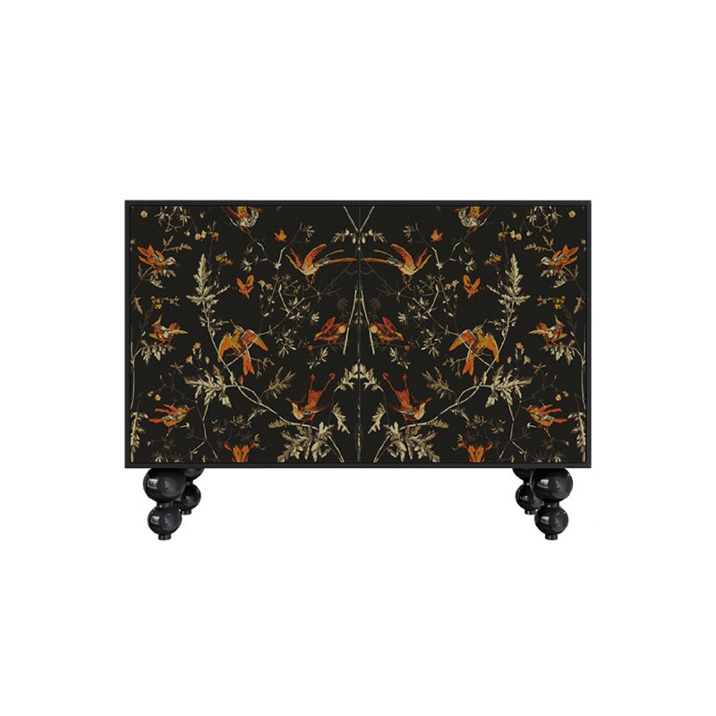 Modern Light Luxury Double  Door Accent Cabinet, Black