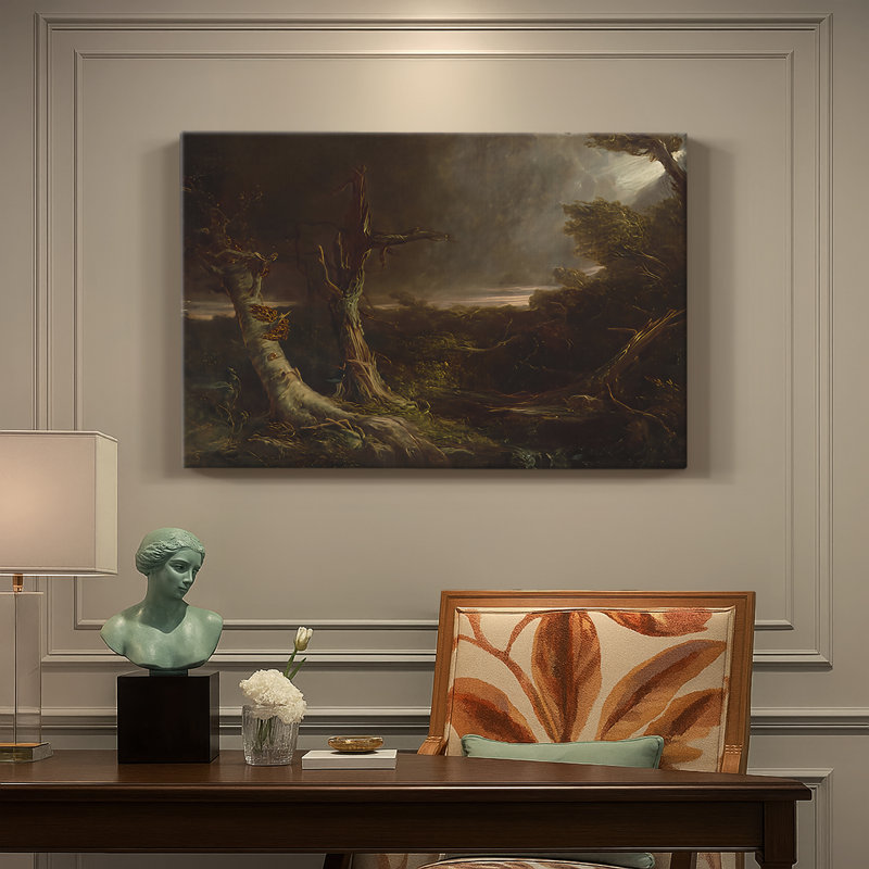 Une tornade dans le désert (ou tornade dans une forêt américaine) - Thomas Cole - toile tendue avec châssis - 1831, 40 x 60