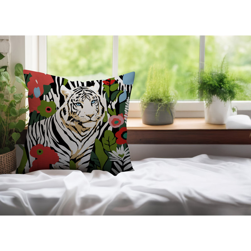 Oreiller carré réversible intérieur / extérieur Wilo Tiger, H 18 po x l 18 po, Red