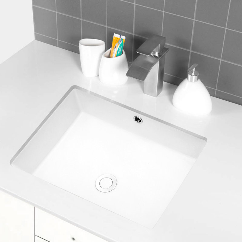Modern Ceramic Undermount Bathroom Sink With Overflow - 22x15.5x7 Inch, White, Polished Surface, For Home Bathrooms White Rectangular 22.01x15.29 Stain , Space Saving Design