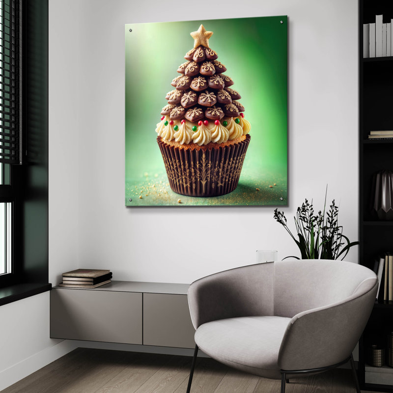 «Christmas Tree Cupcake» par Rey Klimt, art mural en verre acrylique, H 36 po x l 36 po x P 0,2 po
