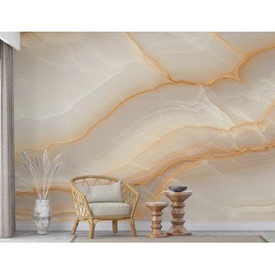 Luxury White Onyx Marble Wallpaper, Cream Beige Stone Texture Wall Art, Elegant Neutral Marble Mural, Modern Wall Decor