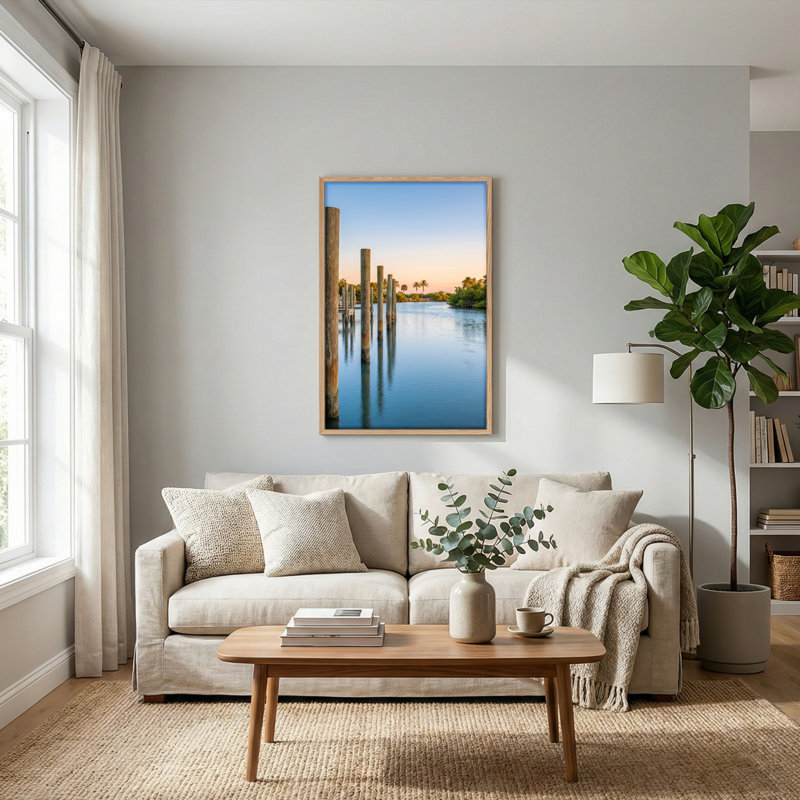 Ensemble de 1 tableau sur toile « Sérénité au bord de l'eau », 48"H x 36"W, Natural