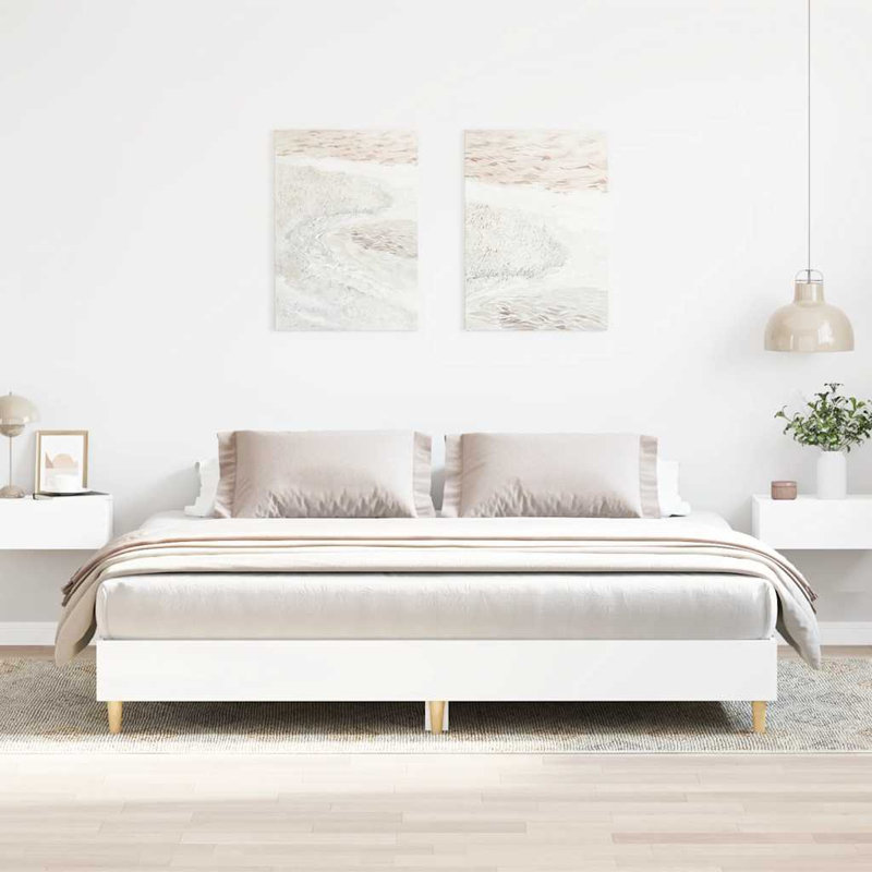Bed Frame No Mattress Engineered Wood, Super King (6'), White