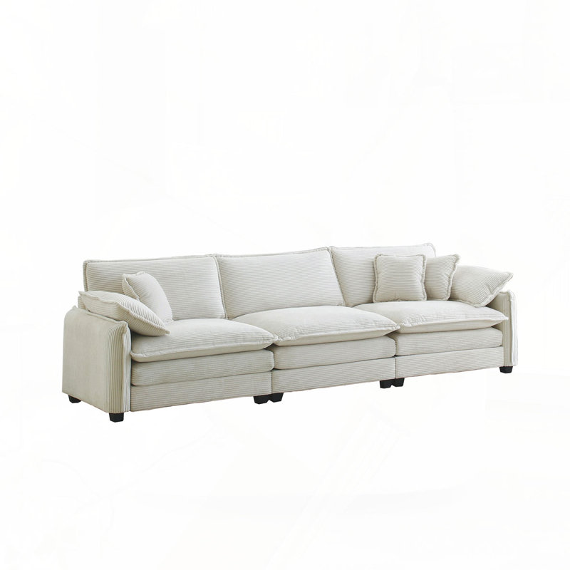 Canapé modulaire 3 places avec coussins Gannon, Beige