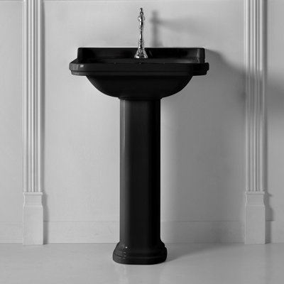 WS Bath Collections Waldorf 30.7'' Tall Glossy Black Ceramic ...