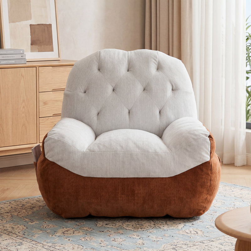 Fauteuil à billes rembourré, fauteuil d'appoint en mousse pleine grandeur, canapé paresseux avec rangement, sans assemblage, pour les petits espaces