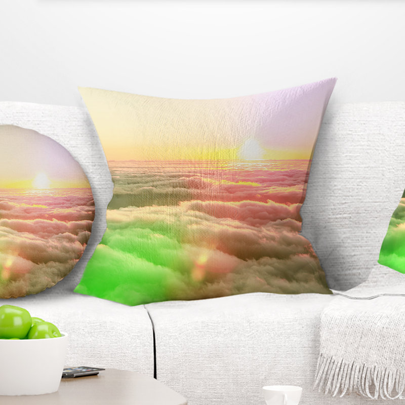 Sunset on Hills Above Clouds - Landscape Printed Pillow, 16" x 16", Throw Pillow