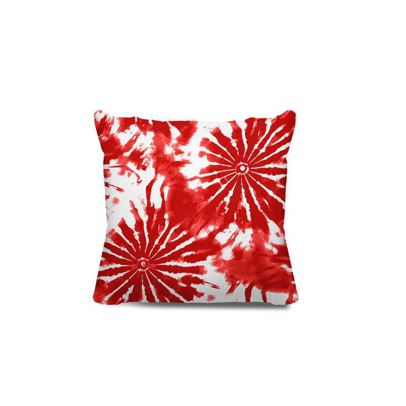 Lorcan Outdoor Reversible Throw Pillow, 15"H x 15"W, Red/White