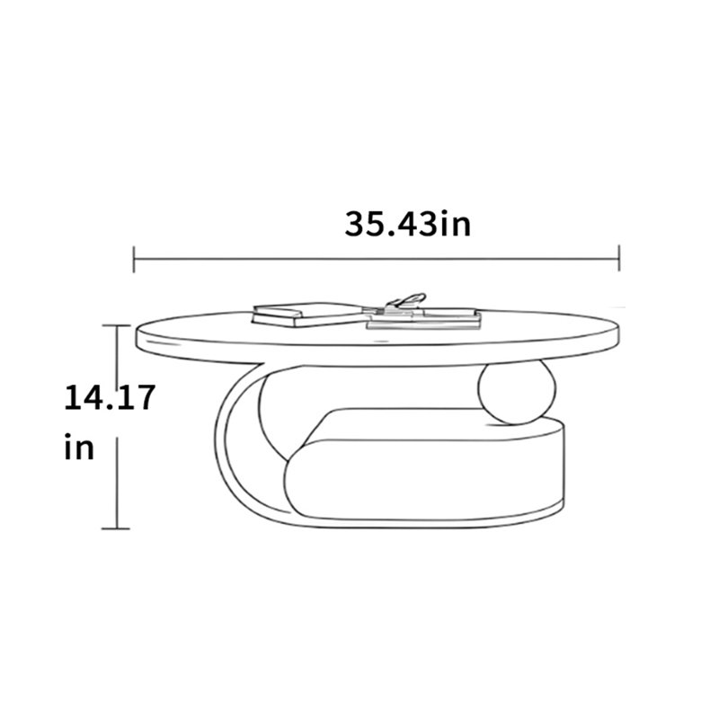 Modern Minimalist Coffee Table, 14.17" H x 35.43" L x 35.43" W