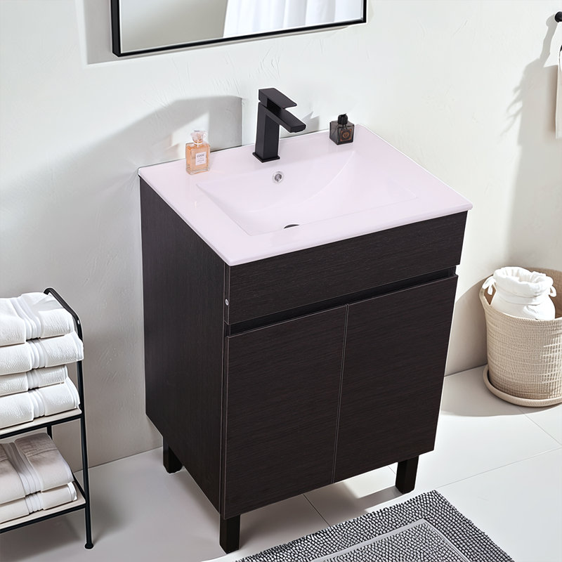 Ensemble de meuble-lavabo simple 24 po noir moderne