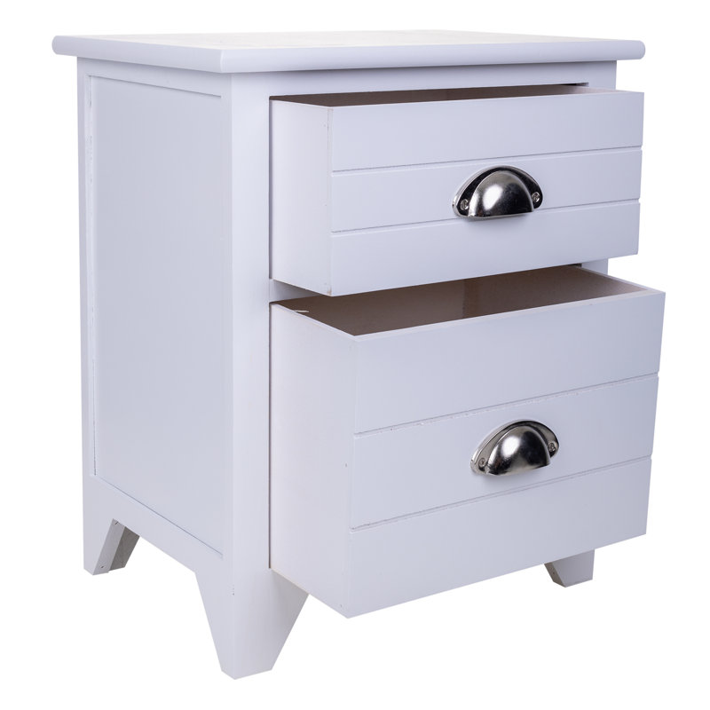 Malachi 38cm W Solid + Manufactured Wood Bedside Table, White